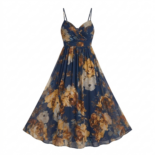 Sleeveless V-Neck Asymmetric Long Chiffon Dress