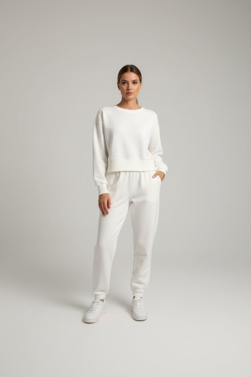Solid Color Long Sleeve Relaxed Fit Two-Piece Outfit