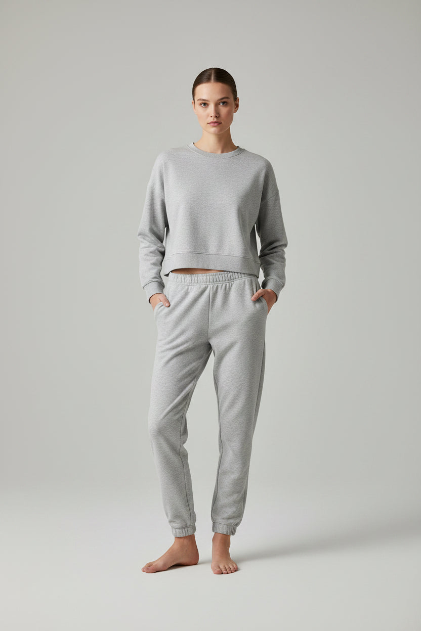 Solid Color Long Sleeve Two-Piece Casual Set