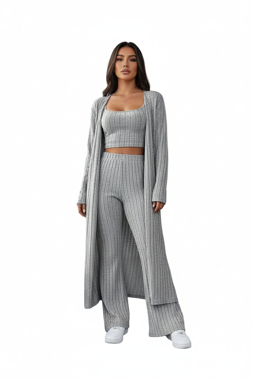 Women's Knitted Three-Piece Loungewear Set