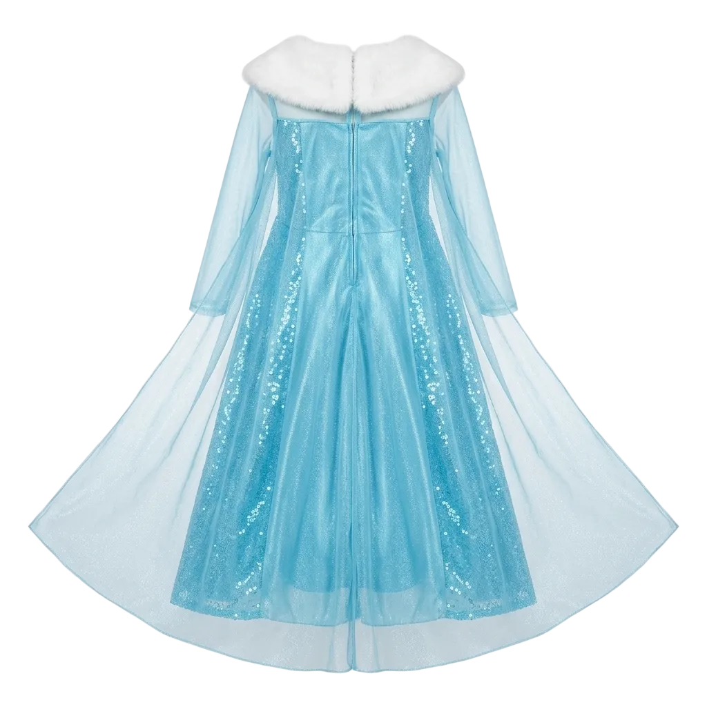 Women's Plain Princess Costume – Halloween Stage Performance Dress - Back Side