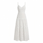 Women's White Embroidered Lace Sleeveless Slip Dress - Front Side